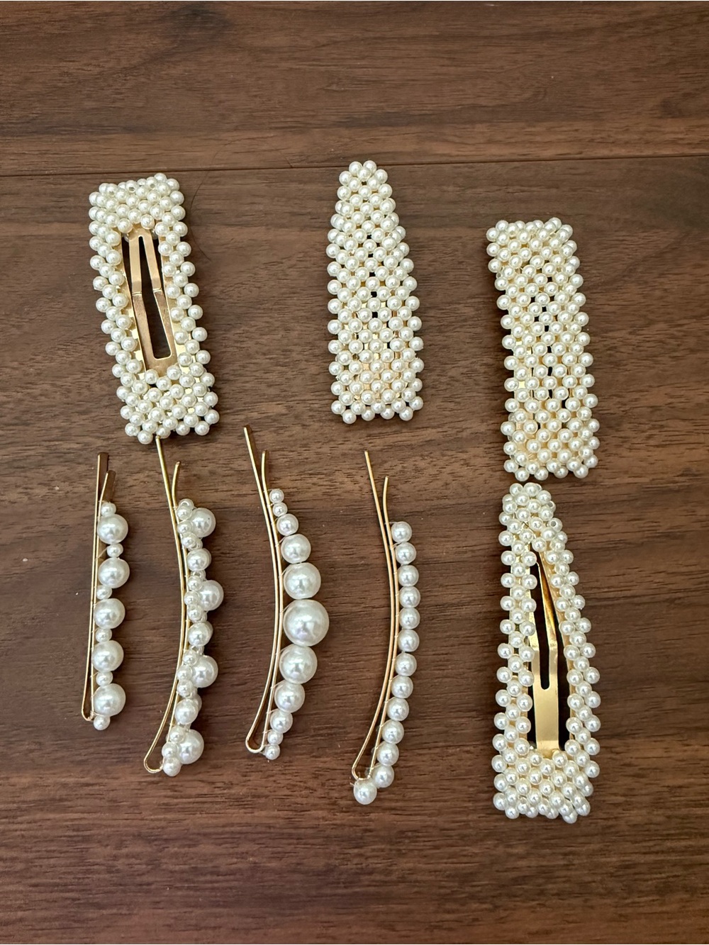 Pearl-Embellished Hair Clip & Bobby Pin Set - Ivory Pearls